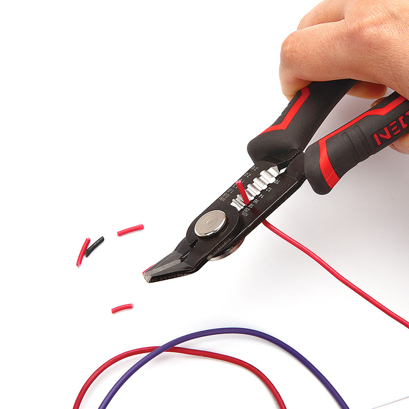 NEOTOP Две в едно диагонални клещи за обелване и рязане на кабели, 50# стомана, тегло 0.2 кг, ръчен инструмент