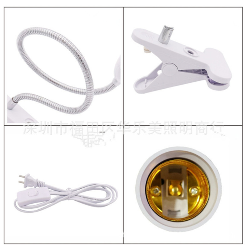 E27 LED lempos laikiklis su žarnos įtvaru – ugniai atsparus, 220V, srovė 220A, 80°C, modelis Hose clamp lamp holder