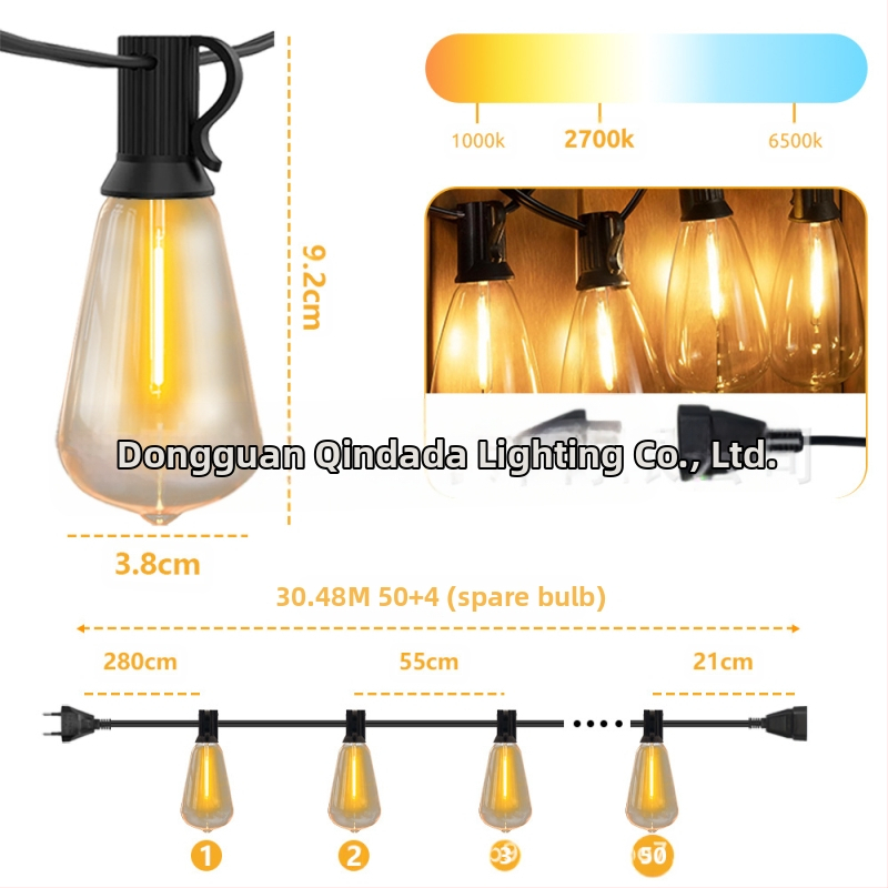 G40 Αλυσίδα Φωτιστικών – Εξωτερική χρήση (1W, 220V, IP65, Έλεγχος με κουμπί/τηλεχειριστήριο)