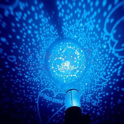 Нощна лампа с прожекция на звезди, модел Starlight — LED светлина; захранване от контакта; пластмасов абажур; напрежение ≤ 36V