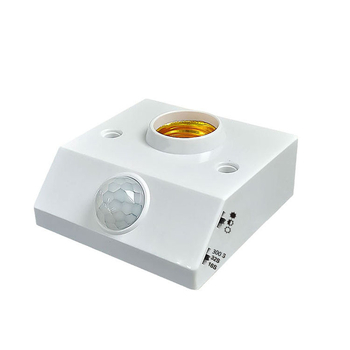 E27 lempos laikiklis su žmogaus kūno jutikliu ir šviesos jutikliu; išjungimo vėlavimas 10–300 s; skirtas koridoriams, garažoms, laiptams; įtampa 100–277 V AC