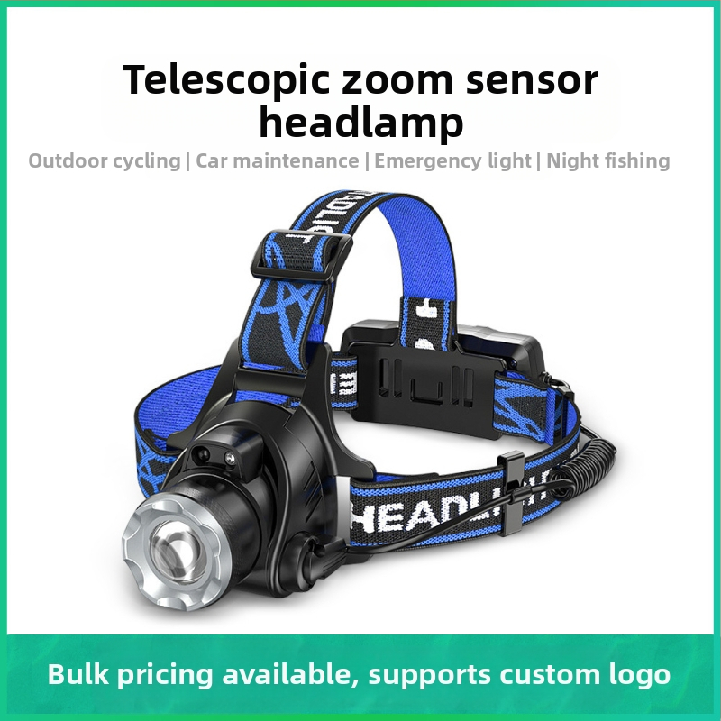 LED čelna lampica za kampiranje od aluminijske legure, baterija 4800mAh, snaga 10W, ručno pokretanje, domet 200–500 m