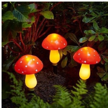 Ηλιακό φως εδάφους με μανιτάρι — λαμπτήρας από ρητίνη, IP44 αδιάβροχο, 0.06W, αυτονομία 6–12 ώρες
