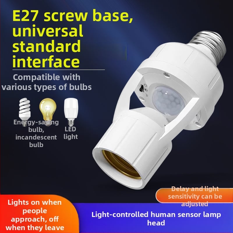 Šviestuvo laikiklis su radarinio judesio jutikliu, automatinis įjungimas, reguliuojamas, E27 lizdas, 220V/10A