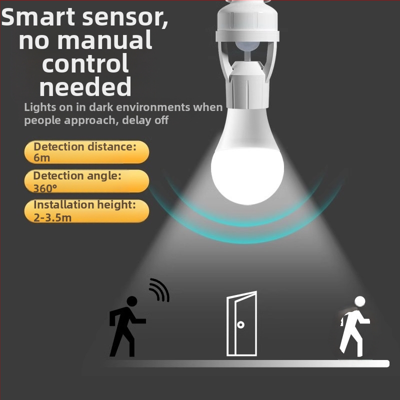 Държач за лампа с радарен датчик за движение, автоматичен превключвател, регулируем, E27 база, 220V/10A