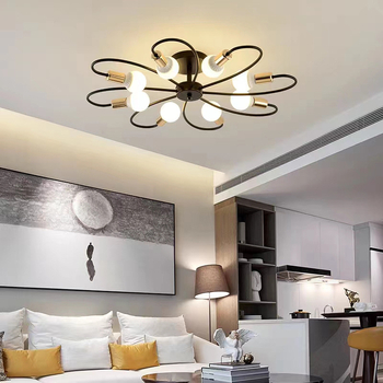 Φωτιστικό οροφής, σκανδιναβικού στυλ σιδερένιο πολυέλαιο (LED πηγή φωτισμού, 6 φώτα, μοντέλο XD651, 220V, γυάλινος θόλος)