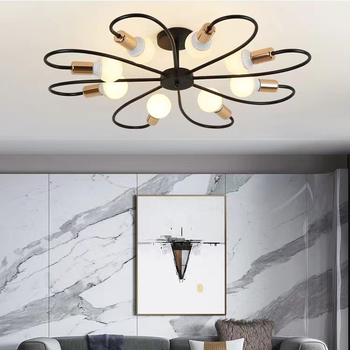 Φωτιστικό οροφής, σκανδιναβικού στυλ σιδερένιο πολυέλαιο (LED πηγή φωτισμού, 6 φώτα, μοντέλο XD651, 220V, γυάλινος θόλος)