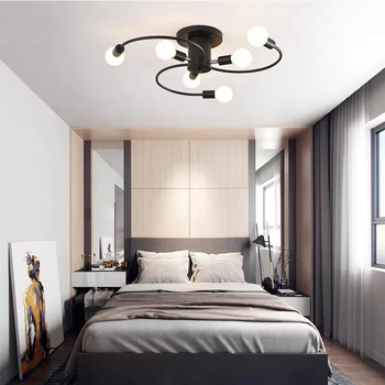 Φωτιστικό οροφής, σκανδιναβικού στυλ σιδερένιο πολυέλαιο (LED πηγή φωτισμού, 6 φώτα, μοντέλο XD651, 220V, γυάλινος θόλος)