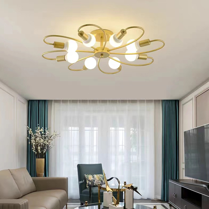 Φωτιστικό οροφής, σκανδιναβικού στυλ σιδερένιο πολυέλαιο (LED πηγή φωτισμού, 6 φώτα, μοντέλο XD651, 220V, γυάλινος θόλος)