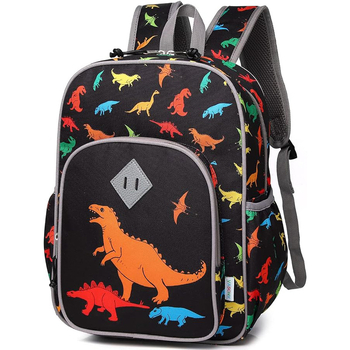 Детска училищна раница от плат Oxford с голям капацитет, динозавър принт, дишаща и износоустойчива, извити презрамки