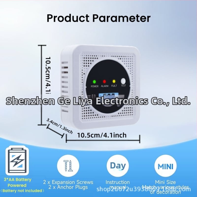 Комбиниран детектор за въглероден оксид и дим, 360° детекция, проводен, стенен монтаж, обхват 30 m², захранване 4.5V