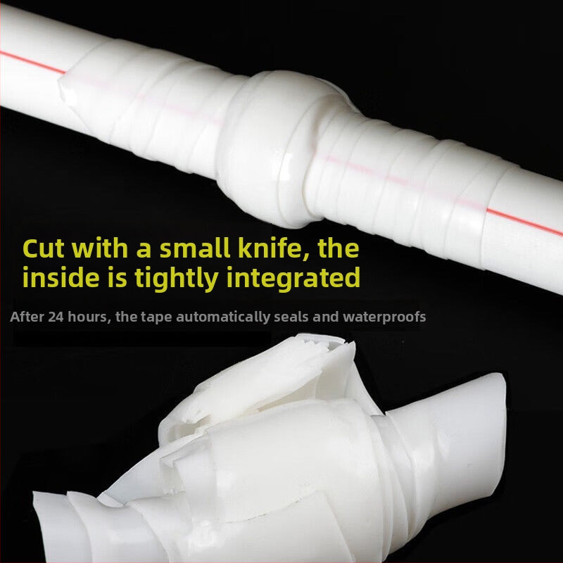 Силиконова самозалепваща лента за PVC водопроводни тръби – ремонт на течове, 1 мм дебелина, PVC основа, силикагелна лепилна система (температурна устойчивост -20 до 100°C, добро уплътняване)