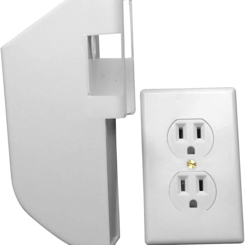 Кутия за съхранение с форма на розетка — дискретно скривалище за ключове, пари и медикаменти, пластмасова, капацитет 1 л, модерен минималистичен стил, подходяща за хол и склад