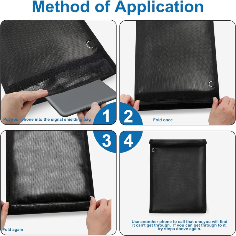 4 dalių Faraday maišelių rinkinys su RFID apsauga nešiojamam kompiuteriui ir telefonui – apsauga nuo vagystės, sekimo, atsparus vandeniui, atsparus ugniai, su nano apsauginiu pamušalu