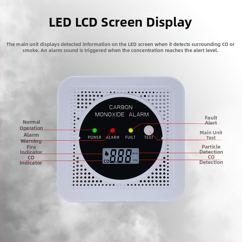 Две в едно аларма за въглероден оксид и дим JA-SC106, 4.5V, безжична, стенен монтаж, работна температура от -10 до 55°C.
