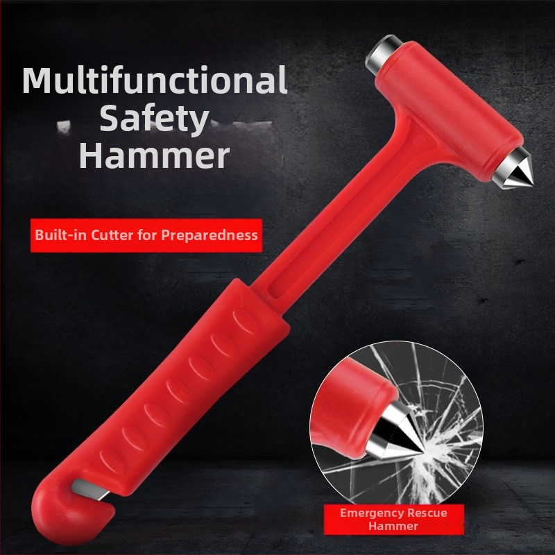 Автомобилен чук за безопасност на прозореца, двуфункционален с конусовидна глава; метал + пластмаса; тегло 100 g