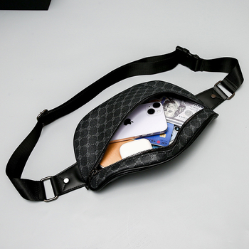 Мъжка чанта за гърдите с много отделения, голям капацитет, PVC материал, водоустойчива, каре шарка