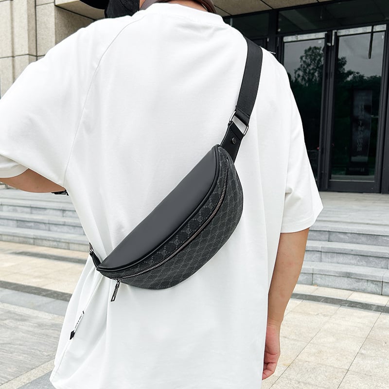 Мъжка чанта за гърдите с много отделения, голям капацитет, PVC материал, водоустойчива, каре шарка