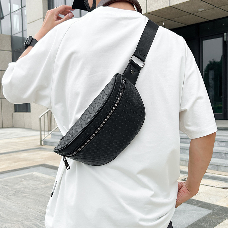 Мъжка чанта за гърдите с много отделения, голям капацитет, PVC материал, водоустойчива, каре шарка