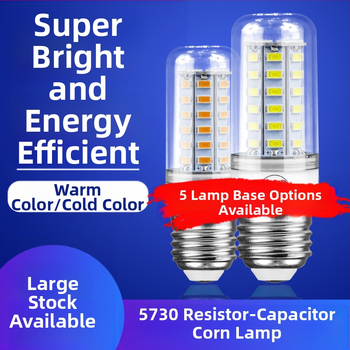 LED царевична лампа E27, 5730 чипове, 24–72 светодиода, 220V, 3000K, 360° лъч