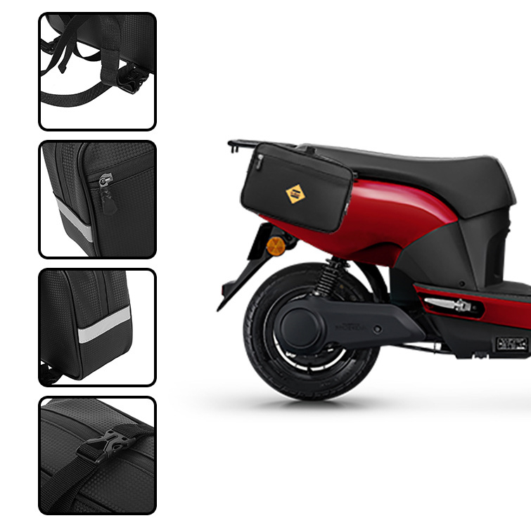 YA502 PU ādas sānu soma aizmugures sēdeklim velosipēdam/e‑velosipēdam/motociklam, 4.5L ūdensneizturīga uzglabāšana