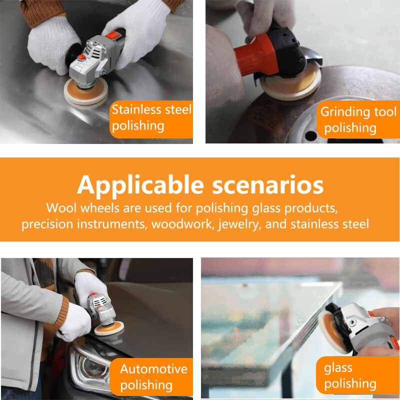 Filca pulēšanas disks ar pašlīmējošu pamatu, pulēta vilna, rūpnieciskai lietošanai