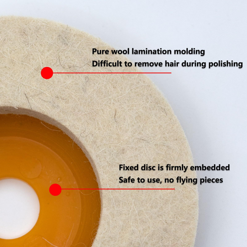 Filca pulēšanas disks ar pašlīmējošu pamatu, pulēta vilna, rūpnieciskai lietošanai