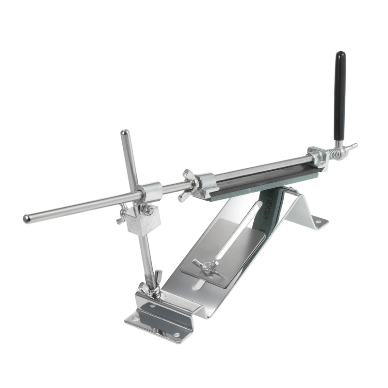 Kryžinis nerūdijančio plieno peilių galandimo įrankis, patobulintas fiksuoto kampo dizainas, profesionaliam virtuvės naudojimui, su 4 galandimo akmenimis, deimantiniai abrazyvai