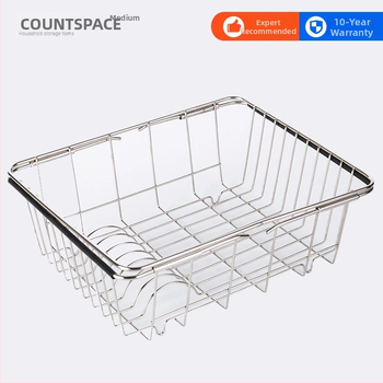 Teleskopinis nusausinimo laikiklis virtuvės plautuvei; nerūdijantis plienas; indų ir vaisių/daržovių saugojimas; modernus paprastas stilius; Kangxi Space