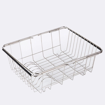 Teleskopinis nusausinimo laikiklis virtuvės plautuvei; nerūdijantis plienas; indų ir vaisių/daržovių saugojimas; modernus paprastas stilius; Kangxi Space