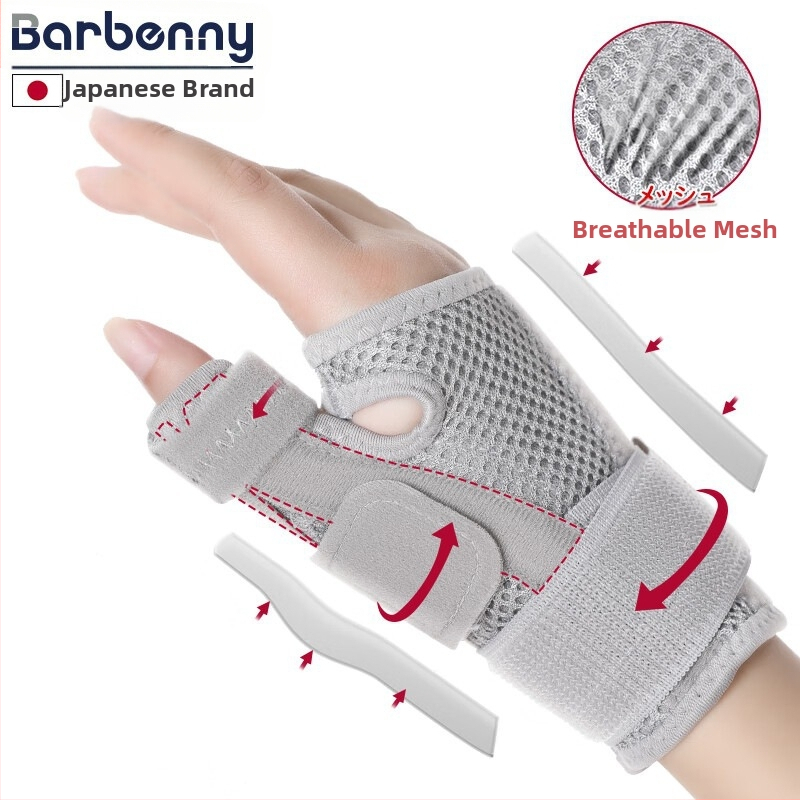 Протектор за китка с плоча за фрактура на сухожилната обвивка и защита за палец, от мрежест плат и композитен SBR, за възрастни, за рехабилитация