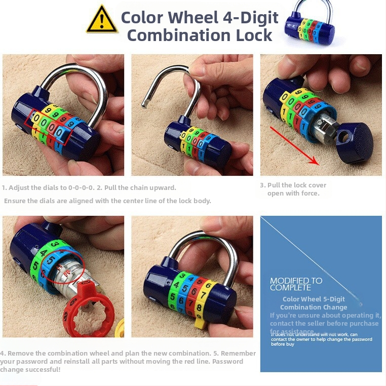 4/5-цифрен катинар от цинков сплав за гардероб и врати, модел 206, дебелина на заключващата пръчка 7