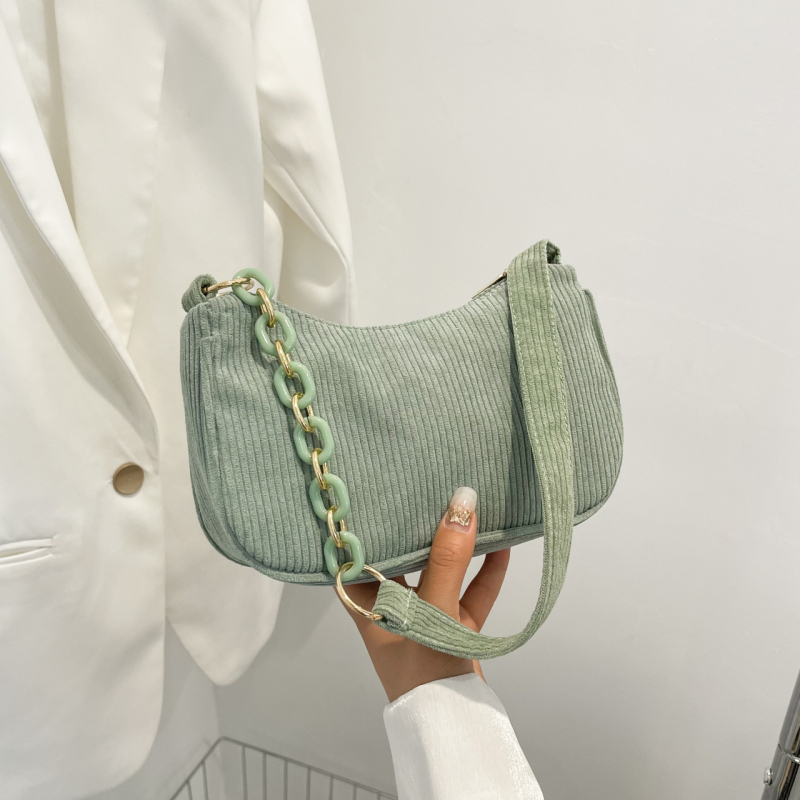 Geantă de subraț corduroy, formă pernă, închidere cu fermoar, căptușeală poliester