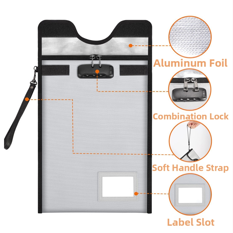 Four Seasons чанта за файлове и документи - огнеупорна и водоустойчива, с цип и ключалка, материал: силиконово влакнесто платно