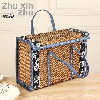 Сгъваема квадратна кошница от бамбук с дантелено кантче за закуски, пазаруване и плодове; персонализирано подаръчно опаковане