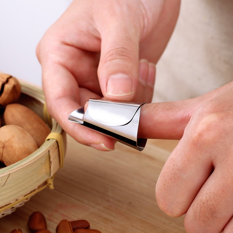 Dió- és edamamehéjító ujjvédővel — 304 rozsdamentes acél, konyhai eszköz, logó személyre szabható