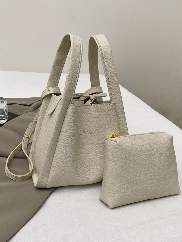 Geantă tip găleată, material PU, curea simplă, închidere cu fermoar, căptușeală poliester