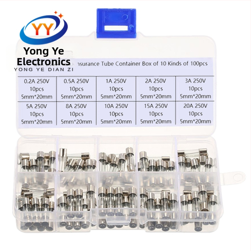 YONGYE стъклен предпазител, 0,2A–20A, смесен комплект, 100 броя