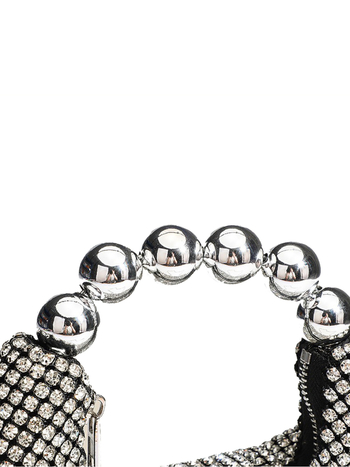 Női estélyi táska gyöngyökkel és strasszokkal, hengeres alakú crossbody lánccal