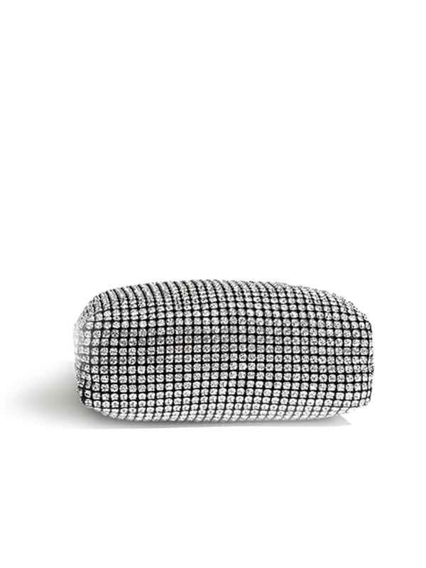 Női estélyi táska gyöngyökkel és strasszokkal, hengeres alakú crossbody lánccal