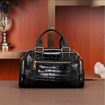 Modale Geantă de mână din piele naturală, stil messenger, capacitate mare, textură din piele de vițel compozită, fermoar