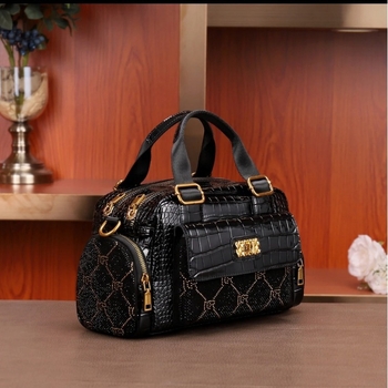 Modale Geantă de mână din piele naturală, stil messenger, capacitate mare, textură din piele de vițel compozită, fermoar