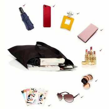 Памучна чанта с две презрамки, хоризонтално квадратна форма, подплата от памук, открит външен джоб