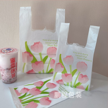 Tulpių motyvo neaustas pakuotės maišas, skirtas dovanoms ir paėmimui