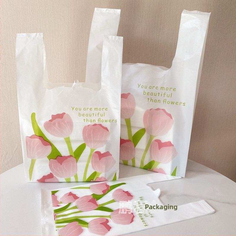 Чанта за подаръци с мотив тюлип, нетъкан пакет за опаковки, многофункционална за подаръци, доставка и десерти