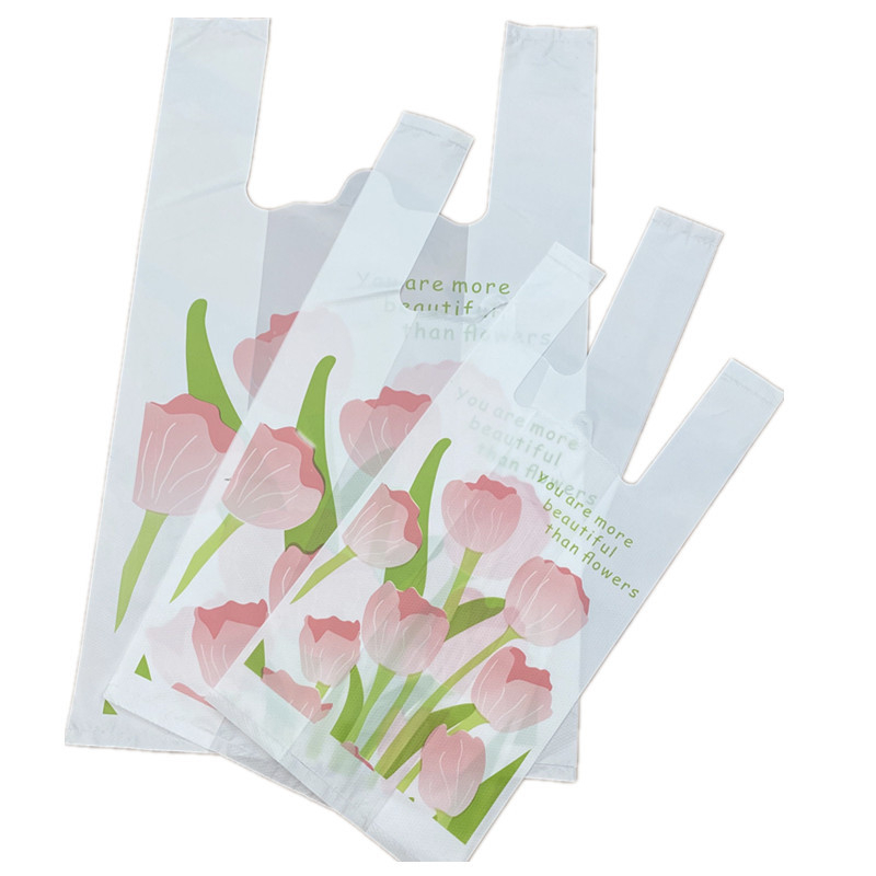 Tulpių motyvo neaustas pakuotės maišas, skirtas dovanoms ir paėmimui