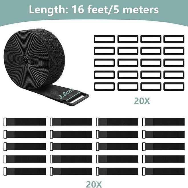 Snowboard diržai iš nailono-poliesterio 50/50 su Velcro, universalūs naudoti avalynės, kuprinių ir namų saugojimui, prekės ženklas Run Quickly