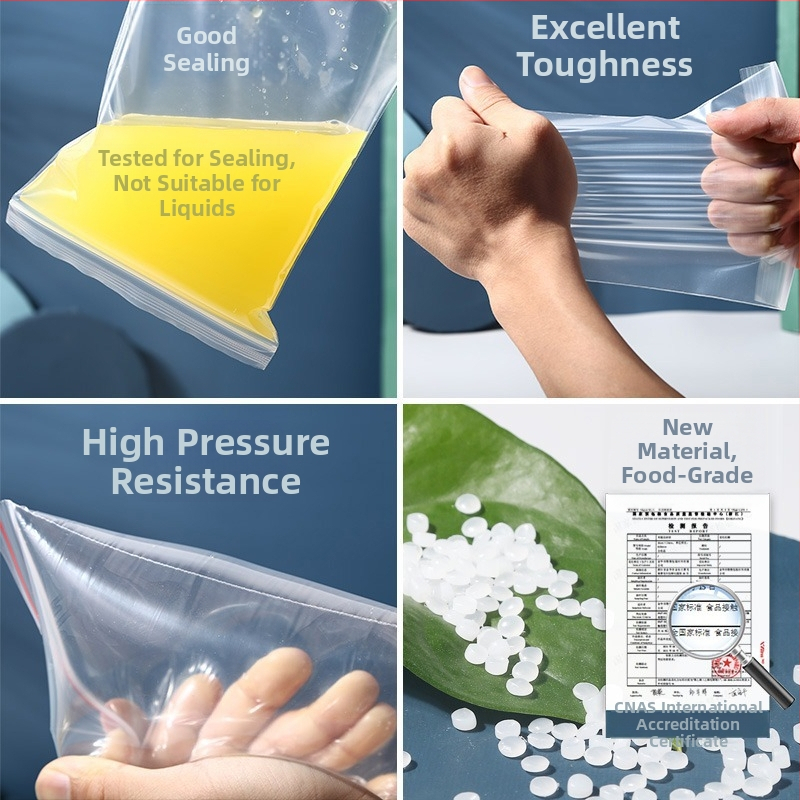 Удебелена прозрачна PE самозалепваща се торбичка за съхранение с логотип, дължина на запайване 1,5 см; подходяща за пакетиране на чай, сушени плодове, плодове и зеленчуци, подаръчна опаковка и козметика