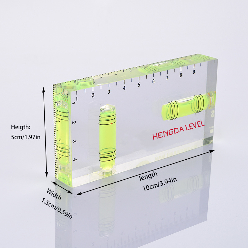 Мини нивелир с акрилна прозрачна плоча, марка HENGDA, точност 0.001