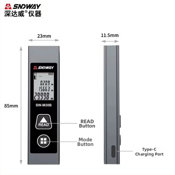 Μετρητής απόστασης λέιζερ SW-M30A από SNDWAY/Deep Dawei, υπέρυθρος λέιζερ μετρητής απόστασης, εμβέλεια 30 m, ακρίβεια ±5 mm + απόσταση/10 000